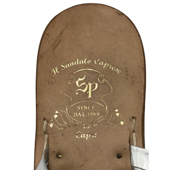 Made in Italy Il Sandalo Caprese 39 ,8 Snakeskin Silver Leather Handmade Sandals - Picture 4 of 13